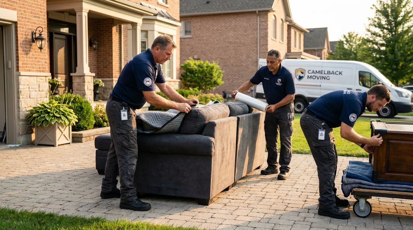 Large estate moving crew wrapping furniture in Cut Off, LA